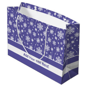 Bright Purple and Winter White Snowflake Pattern Large Gift Bag