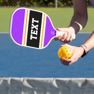 Bright Purple Black Yellow White Racing Stripes Pickleball Paddle