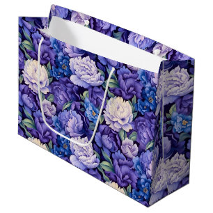 Bright purple blue white flowers large gift bag