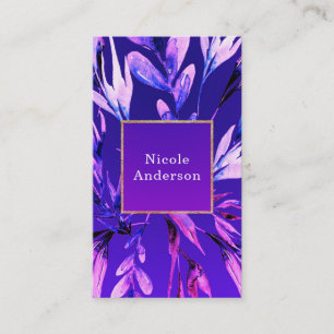 Bright Purple Bold Watercolor Botanical Glam Chic Business Card