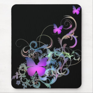 Bright Purple Butterfly Mouse Pad