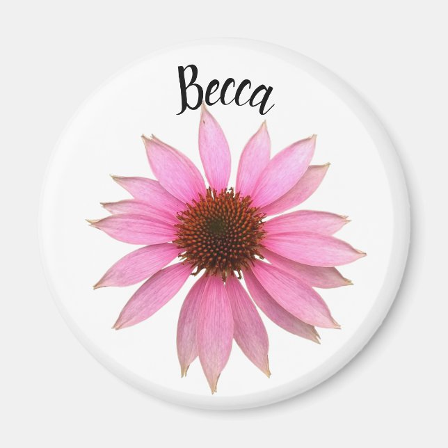 Bright Purple Coneflower Personalised Magnet (Front)