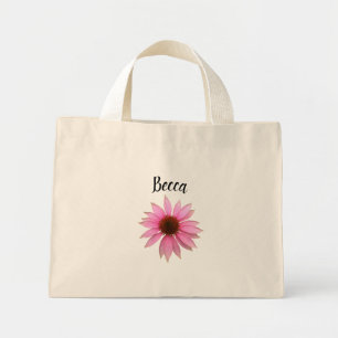 Bright Purple Coneflower Personalised Mini Tote Bag