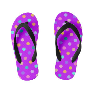 Bright purple confetti polka dots summer flip flop