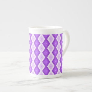 Bright purple diamond pattern bone china mug
