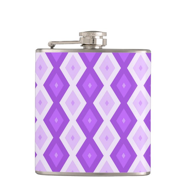 Bright purple diamond pattern hip flask (Front)