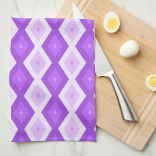 Bright purple diamond pattern tea towel