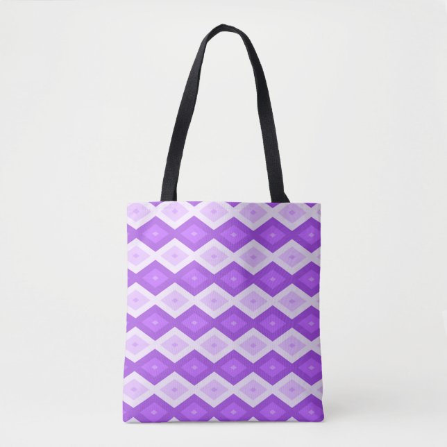 Bright purple diamond pattern tote bag (Front)