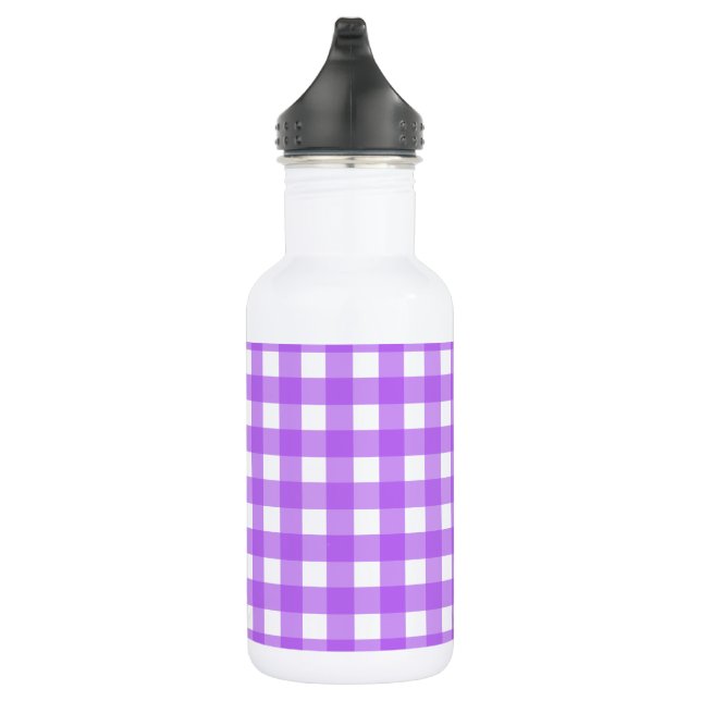 Bright purple gingham 532 ml water bottle (Right)