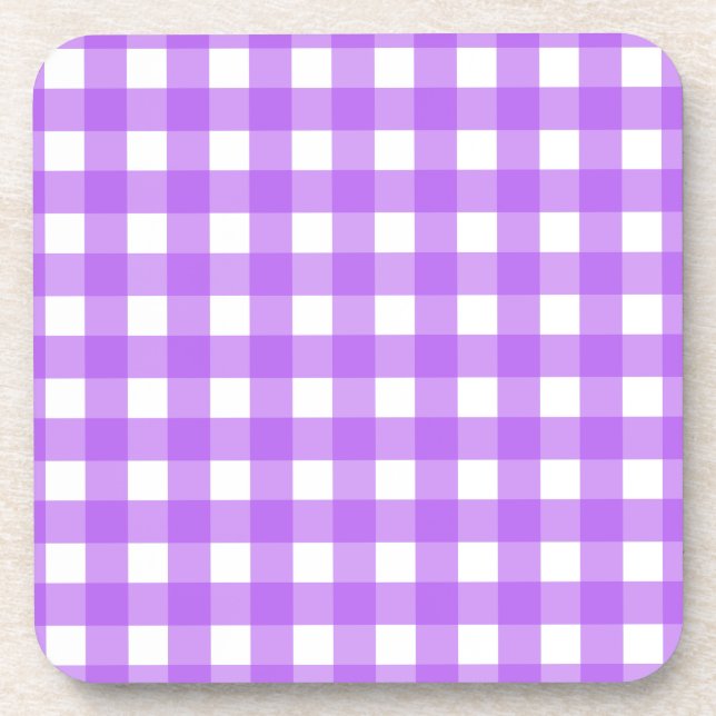 Bright purple gingham coaster (Front)
