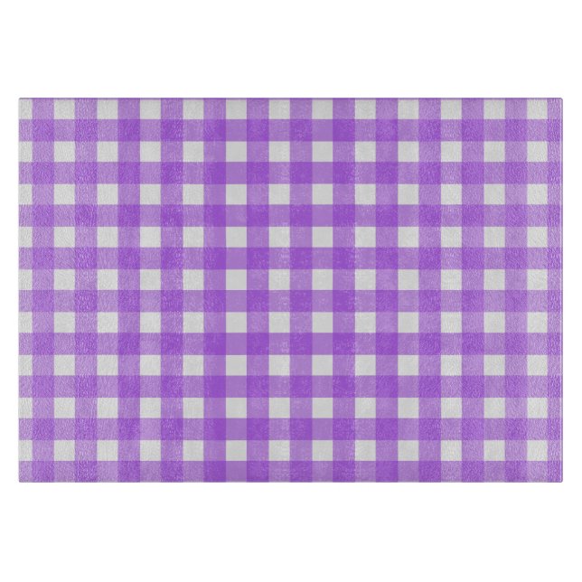 Bright purple gingham cutting board (Front)
