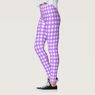 Bright purple gingham leggings