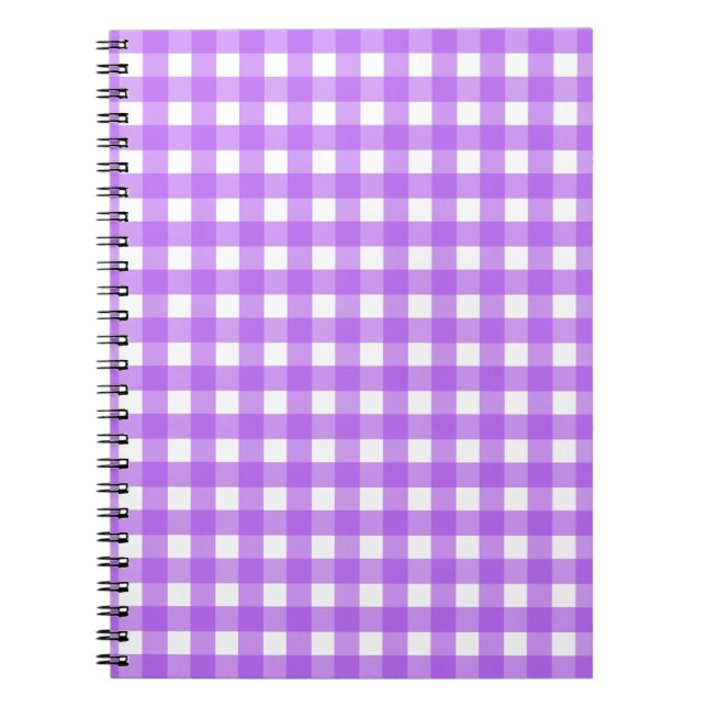 Bright purple gingham notebook (Front)