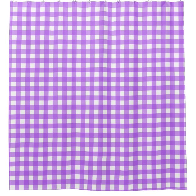 Bright purple gingham shower curtain (Front)