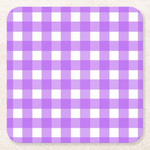 Bright purple gingham square paper coaster