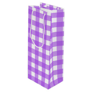 Bright purple gingham wine gift bag