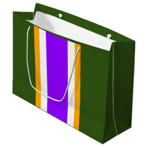Bright Purple Green White Orange Racing Stripes Large Gift Bag