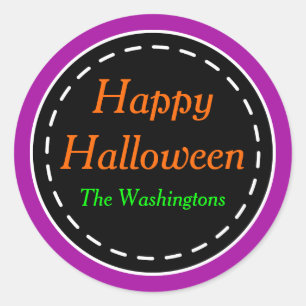 Bright Purple Happy Halloween Stickers