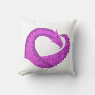 Bright purple heart dragon on white cushion