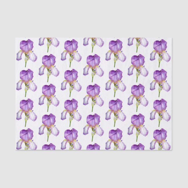 Bright Purple Iris Pattern Tissue Paper (Front)