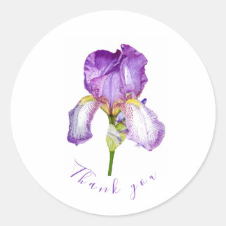 Bright Purple Iris Thank you Classic Round Sticker