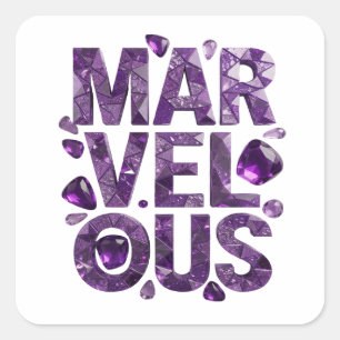 Bright Purple MARVELOUS Vinyl Style Square Sticker