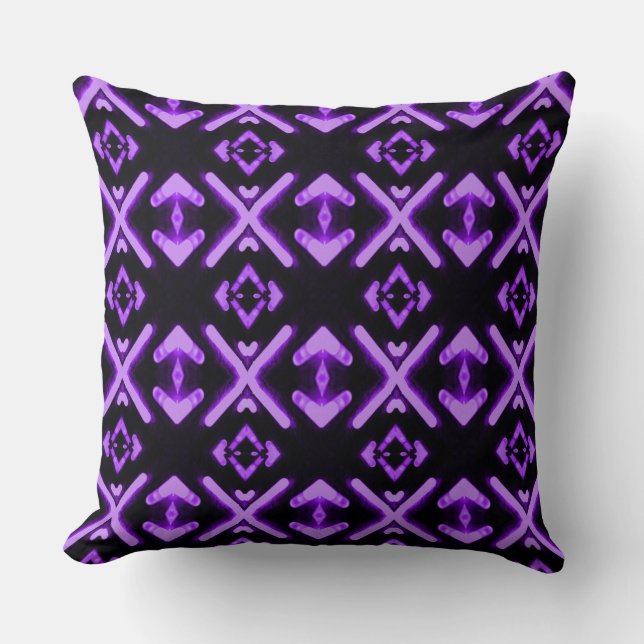 Bright Purple Neon Double-Sided Throw Pillow (Front)