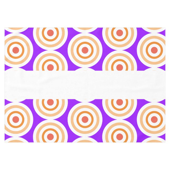 Bright Purple Orange Tiled Art White Centre Stripe Tablecloth (Front (Horizontal))