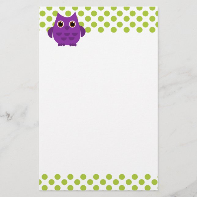 Bright Purple Owl Stationery (Front)