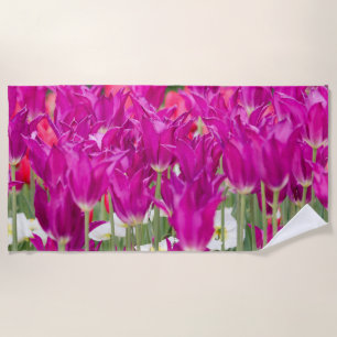 Bright Purple Pink Posies Beach Towel