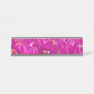 Bright Purple Pink Posies Desk Name Plate