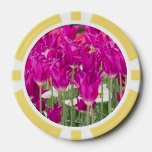 Bright Purple Pink Posies Poker Chips
