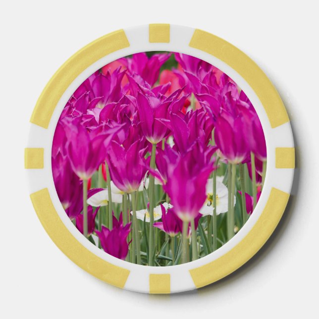 Bright Purple Pink Posies Poker Chips (Front)