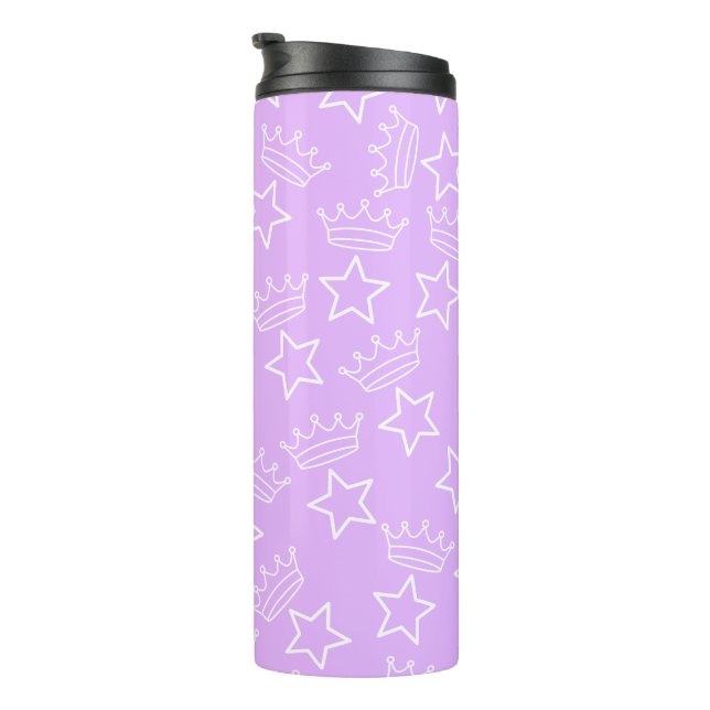 Bright Purple Star & Crown Pattern Thermal Tumbler (Rotated Right)