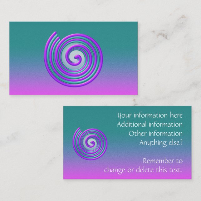 Bright Purple & Teal Spiral Pattern Business Card (Front/Back)