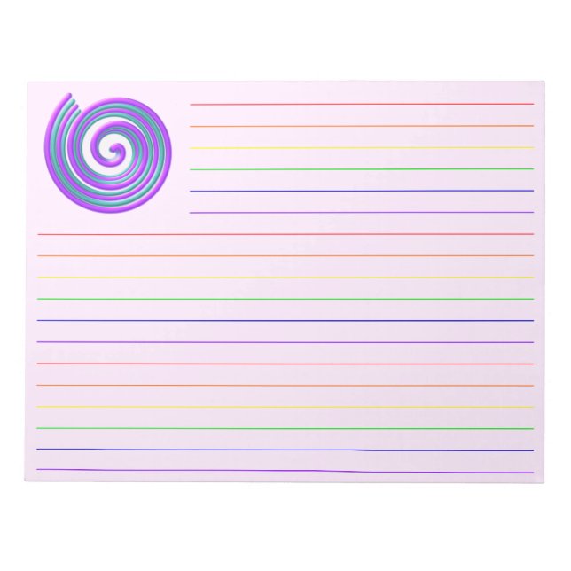 Bright Purple & Teal Spiral Pattern Notepad (Front)
