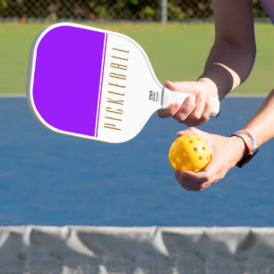 Bright Purple White Colour Block PICKLEBALL Text Paddle