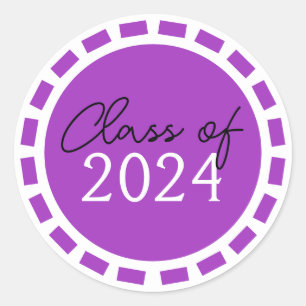 Bright Purple & White Filmstrip Graduation Classic Round Sticker