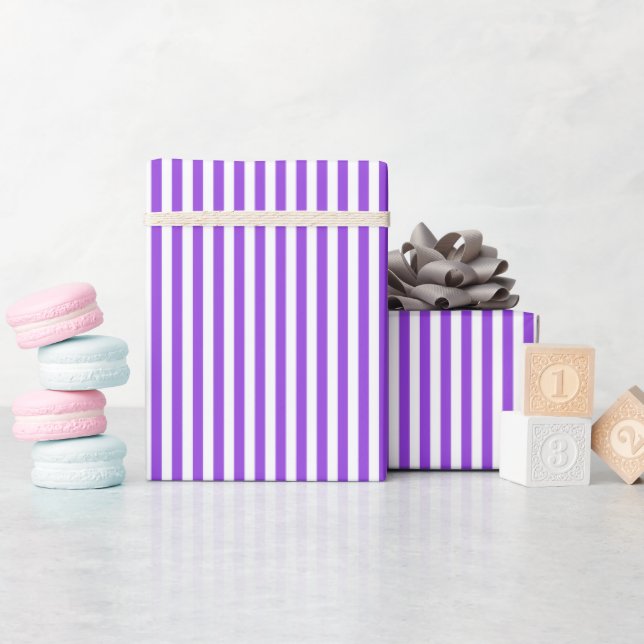 Bright Purple & White Stripes Wrapping Paper (Baby Shower)