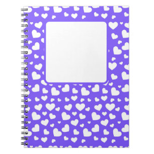 BRIGHT PURPLE WITH WHITE VALENTINE LOVE HEARTS NOTEBOOK