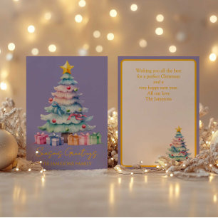 Bright Quirky Modern Christmas Tree Holiday Card
