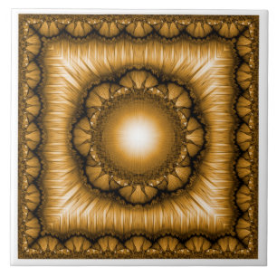 Bright radiating geometric ornament ceramic tile