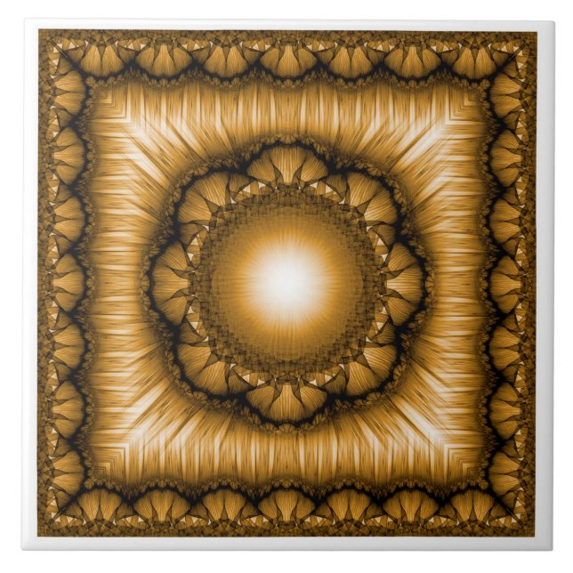 Bright radiating geometric ornament ceramic tile (Front)