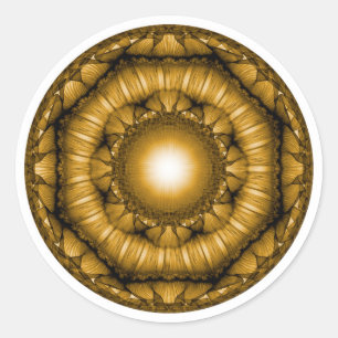 Bright radiating geometric ornament classic round sticker