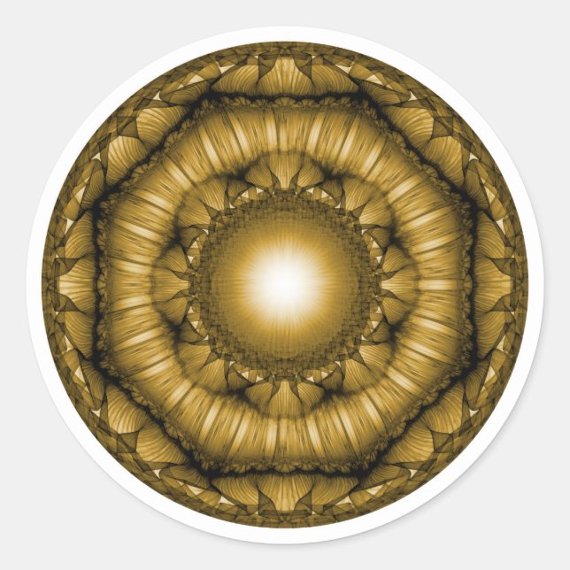 Bright radiating geometric ornament classic round sticker (Front)