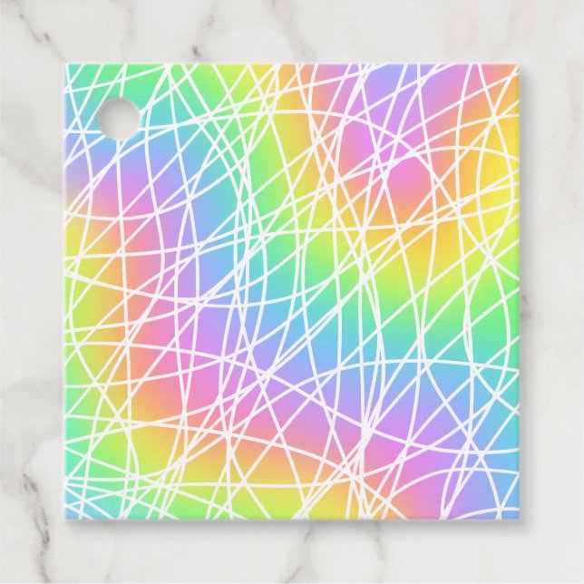 Bright Rainbow Abstract Design Favour Tags (Front)