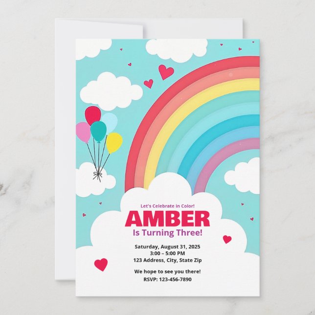 Bright Rainbow Arch Party Invitations (Front)