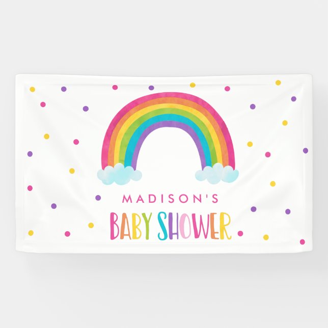 Bright Rainbow Baby Shower Welcome Banner (Horizontal)