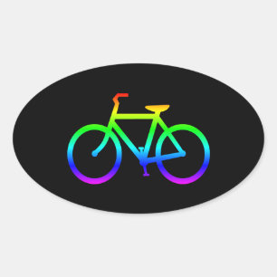 Bright Rainbow Bicycle Oval Sticker
