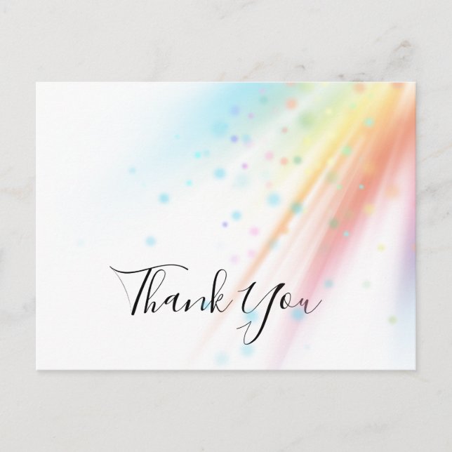 Bright Rainbow Bubble Light LGBTQ Thank You Postcard (Front)